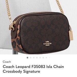 Coach Leopard F35083 Isla Chain Crossbody Signature